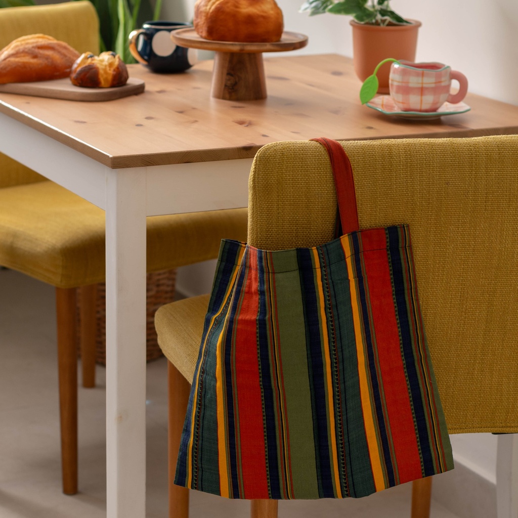 Striped Canvas Tote Bag 
