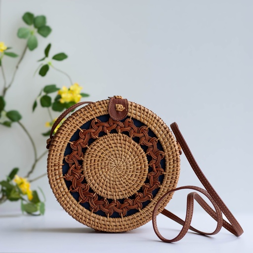 [APH 75975] Round Rattan Crossbody Bag